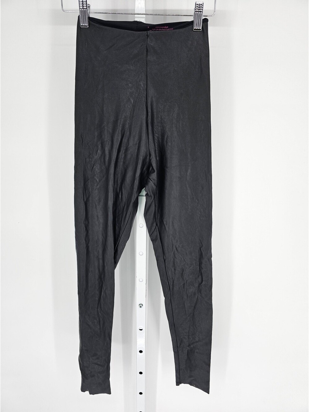 Commando Womens Faux Leather High Rise Pull On Leggings Black Size Small